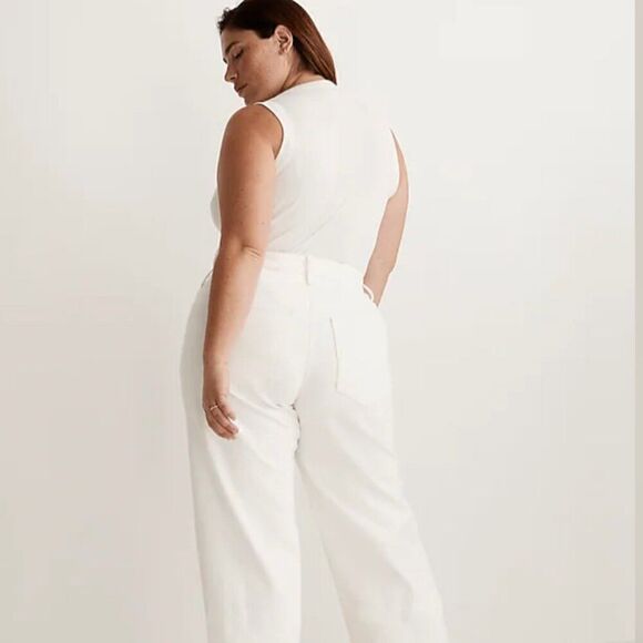 Madewell The Plus Perfect Vintage Wide-Leg Crop Jean in Tile White NWT size 24W - Picture 3 of 13